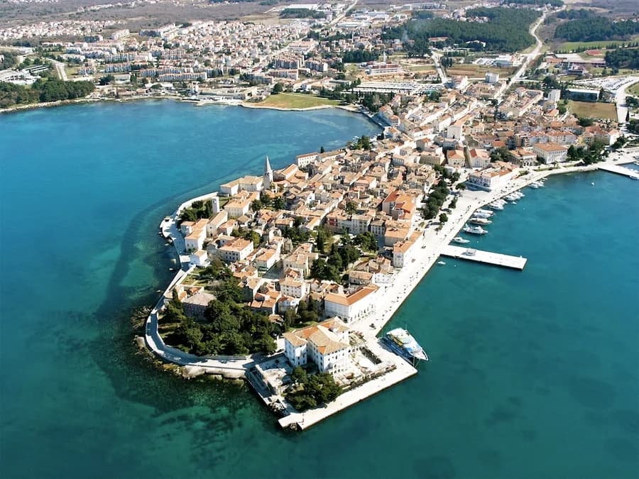 Poreč: Aerial view of Poreč peninsula