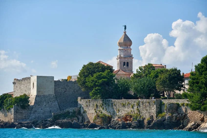 Krk: Coastal fortress and bell tower, Krk