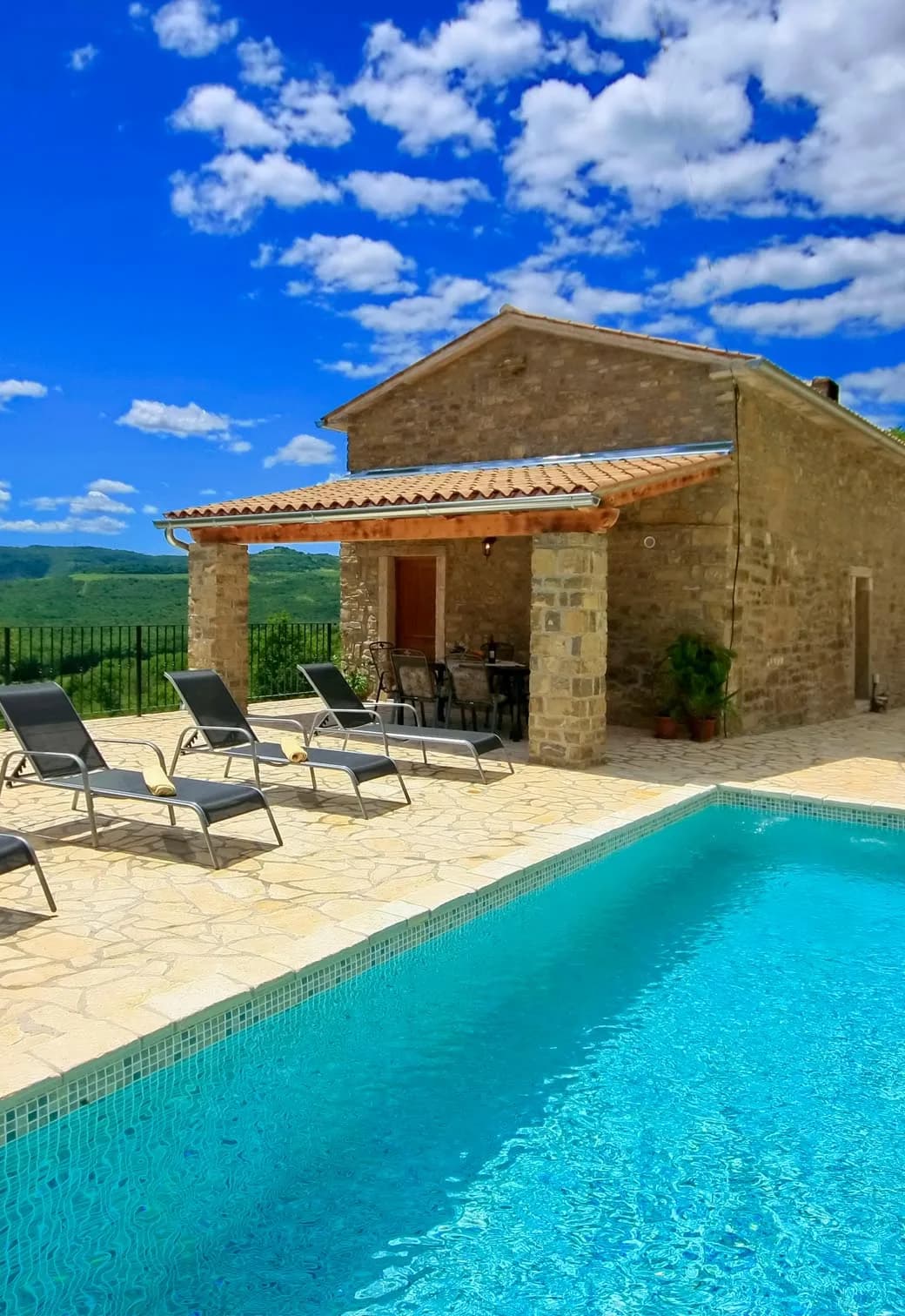 Stone villa with pool and view